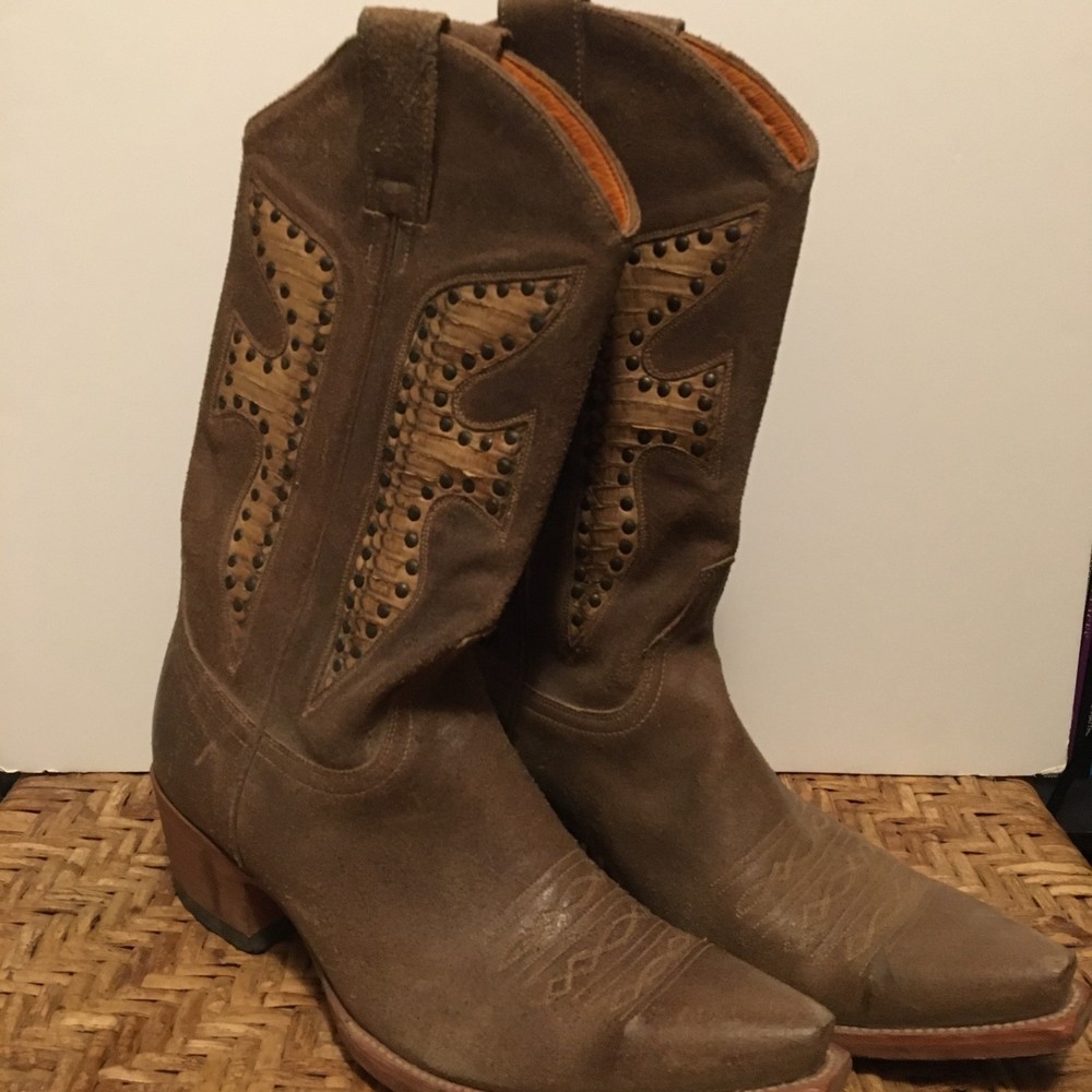 Frye Daisy Duke Python Studded Boots-Size 10